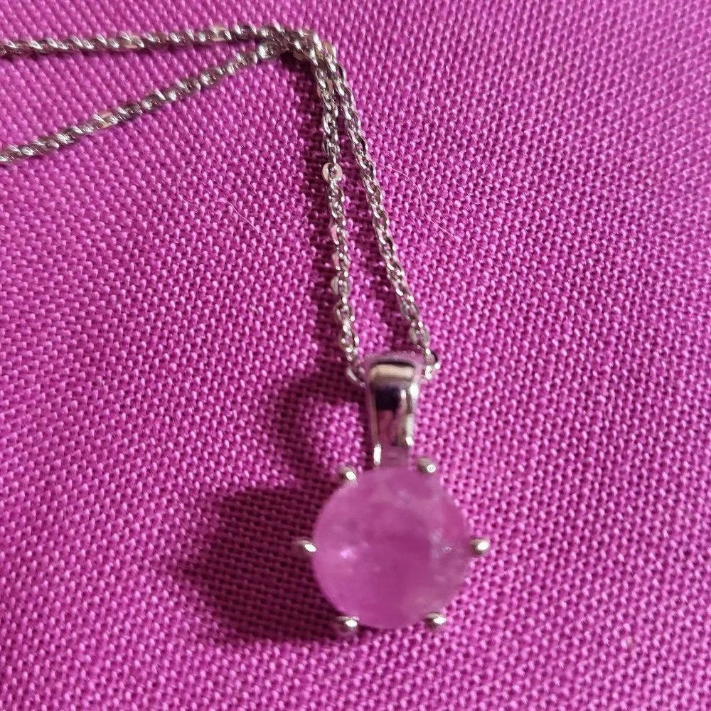 Ilakaka Hot Pink Sapphire Solitaire Pendant Necklace